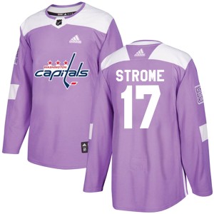 Washington Capitals Dylan Strome Official Purple Adidas Authentic Adult Fights Cancer Practice NHL Hockey Jersey