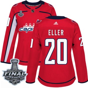 Washington Capitals Lars Eller Official Red Adidas Authentic Women's Home 2018 Stanley Cup Final Patch NHL Hockey Jersey