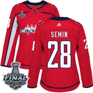Washington Capitals Alexander Semin Official Red Adidas Authentic Women's Home 2018 Stanley Cup Final Patch NHL Hockey Jersey