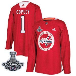 Washington Capitals Pheonix Copley Official Red Adidas Authentic Adult Practice 2018 Stanley Cup Champions Patch NHL Hockey Jers