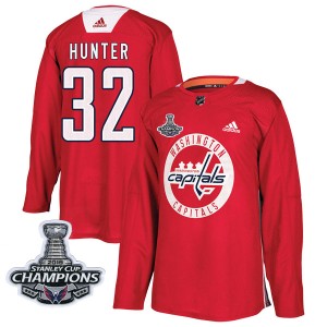 Washington Capitals Dale Hunter Official Red Adidas Authentic Adult Practice 2018 Stanley Cup Champions Patch NHL Hockey Jersey