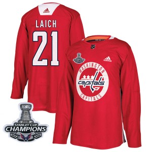 Washington Capitals Brooks Laich Official Red Adidas Authentic Adult Practice 2018 Stanley Cup Champions Patch NHL Hockey Jersey