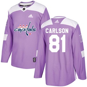 Washington Capitals Adam Carlson Official Purple Adidas Authentic Youth Fights Cancer Practice NHL Hockey Jersey