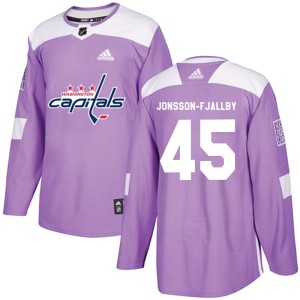 Washington Capitals Axel Jonsson-Fjallby Official Purple Adidas Authentic Youth Fights Cancer Practice NHL Hockey Jersey
