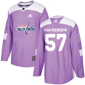 Washington Capitals Trevor van Riemsdyk Official Purple Adidas Authentic Youth Fights Cancer Practice NHL Hockey Jersey
