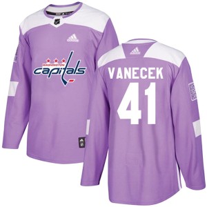Washington Capitals Vitek Vanecek Official Purple Adidas Authentic Youth Fights Cancer Practice NHL Hockey Jersey