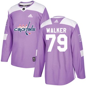 Washington Capitals Nathan Walker Official Purple Adidas Authentic Youth Fights Cancer Practice NHL Hockey Jersey
