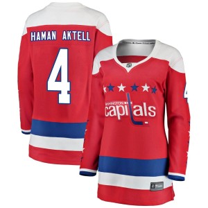 Washington Capitals Hardy Haman Aktell Official Red Fanatics Branded Breakaway Women's Alternate NHL Hockey Jersey