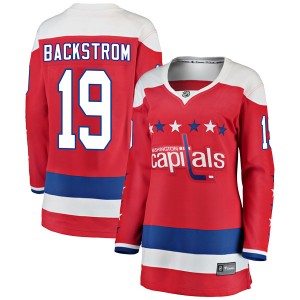 Washington Capitals Nicklas Backstrom Official Red Fanatics Branded Breakaway Women's Alternate NHL Hockey Jersey