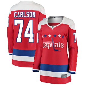 Washington Capitals John Carlson Official Red Fanatics Branded Breakaway Women's Alternate NHL Hockey Jersey