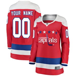 Washington Capitals Custom Official Red Fanatics Branded Breakaway Women's Custom Alternate NHL Hockey Jersey