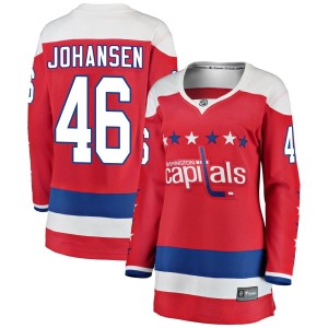Washington Capitals Lucas Johansen Official Red Fanatics Branded Breakaway Women's Alternate NHL Hockey Jersey