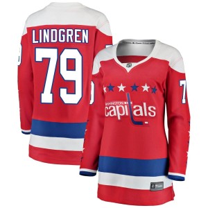 Washington Capitals Charlie Lindgren Official Red Fanatics Branded Breakaway Women's Alternate NHL Hockey Jersey