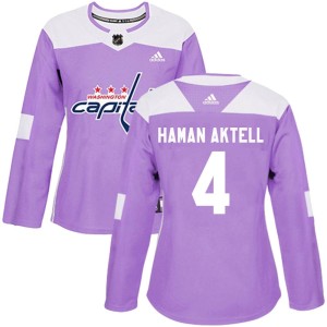 Washington Capitals Hardy Haman Aktell Official Purple Adidas Authentic Women's Fights Cancer Practice NHL Hockey Jersey