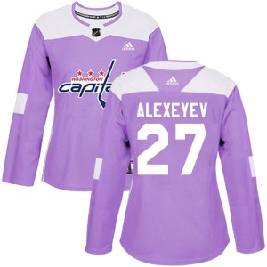 Washington Capitals Alexander Alexeyev Official Purple Adidas Authentic Women's Fights Cancer Practice NHL Hockey Jersey