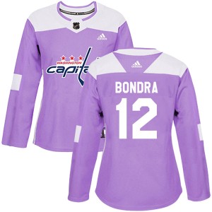 Washington Capitals Peter Bondra Official Purple Adidas Authentic Women's Fights Cancer Practice NHL Hockey Jersey