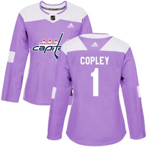 Washington Capitals Pheonix Copley Official Purple Adidas Authentic Women's Fights Cancer Practice NHL Hockey Jersey