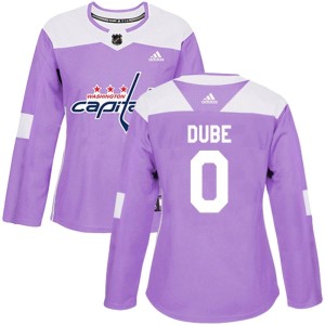 Washington Capitals Pierrick Dube Official Purple Adidas Authentic Women's Fights Cancer Practice NHL Hockey Jersey