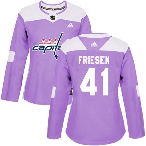 Washington Capitals Jeff Friesen Official Purple Adidas Authentic Women's Fights Cancer Practice NHL Hockey Jersey