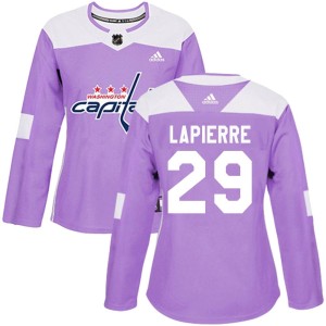 Washington Capitals Hendrix Lapierre Official Purple Adidas Authentic Women's Fights Cancer Practice NHL Hockey Jersey