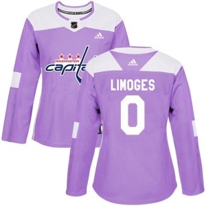 Washington Capitals Alex Limoges Official Purple Adidas Authentic Women's Fights Cancer Practice NHL Hockey Jersey