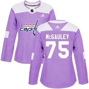 Washington Capitals Tim McGauley Official Purple Adidas Authentic Women's Fights Cancer Practice NHL Hockey Jersey