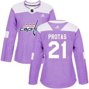 Washington Capitals Aliaksei Protas Official Purple Adidas Authentic Women's Fights Cancer Practice NHL Hockey Jersey