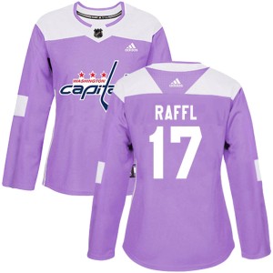 Washington Capitals Michael Raffl Official Purple Adidas Authentic Women's Fights Cancer Practice NHL Hockey Jersey