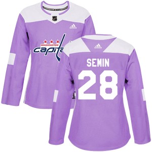 Washington Capitals Alexander Semin Official Purple Adidas Authentic Women's Fights Cancer Practice NHL Hockey Jersey