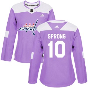 Washington Capitals Daniel Sprong Official Purple Adidas Authentic Women's ized Fights Cancer Practice NHL Hockey Jersey