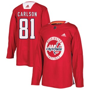 Washington Capitals Adam Carlson Official Red Adidas Authentic Youth Practice NHL Hockey Jersey