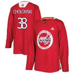 Washington Capitals Dennis Cholowski Official Red Adidas Authentic Youth Practice NHL Hockey Jersey