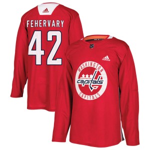 Washington Capitals Martin Fehervary Official Red Adidas Authentic Youth Practice NHL Hockey Jersey