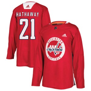Washington Capitals Garnet Hathaway Official Red Adidas Authentic Youth Practice NHL Hockey Jersey