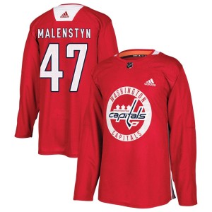 Washington Capitals Beck Malenstyn Official Red Adidas Authentic Youth Practice NHL Hockey Jersey