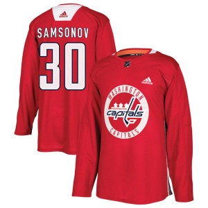 Washington Capitals Ilya Samsonov Official Red Adidas Authentic Youth Practice NHL Hockey Jersey