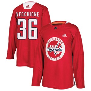 Washington Capitals Mike Vecchione Official Red Adidas Authentic Youth Practice NHL Hockey Jersey
