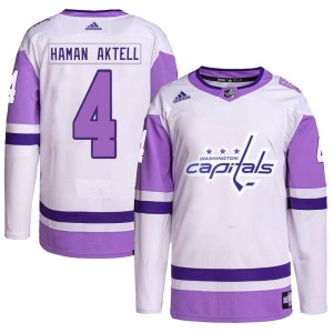 Washington Capitals Hardy Haman Aktell Official White/Purple Adidas Authentic Adult Hockey Fights Cancer Primegreen NHL Hockey Jersey