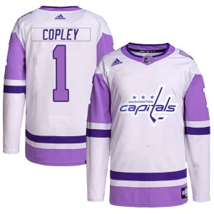 Washington Capitals Pheonix Copley Official White/Purple Adidas Authentic Adult Hockey Fights Cancer Primegreen NHL Hockey Jersey