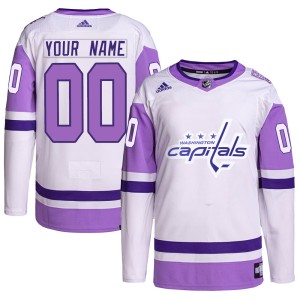 Washington Capitals Custom Official White/Purple Adidas Authentic Adult Custom Hockey Fights Cancer Primegreen NHL Hockey Jersey