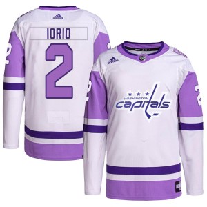 Washington Capitals Vincent Iorio Official White/Purple Adidas Authentic Adult Hockey Fights Cancer Primegreen NHL Hockey Jersey