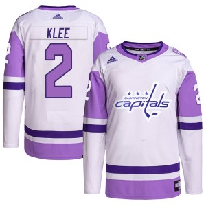 Washington Capitals Ken Klee Official White/Purple Adidas Authentic Adult Hockey Fights Cancer Primegreen NHL Hockey Jersey