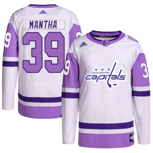 Washington Capitals Anthony Mantha Official White/Purple Adidas Authentic Adult Hockey Fights Cancer Primegreen NHL Hockey Jersey