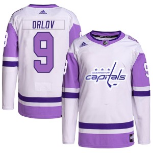 Washington Capitals Dmitry Orlov Official White/Purple Adidas Authentic Adult Hockey Fights Cancer Primegreen NHL Hockey Jersey