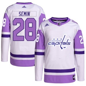 Washington Capitals Alexander Semin Official White/Purple Adidas Authentic Adult Hockey Fights Cancer Primegreen NHL Hockey Jersey