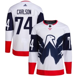 Washington Capitals John Carlson Official White Adidas Authentic Youth 2023 Stadium Series Primegreen NHL Hockey Jersey