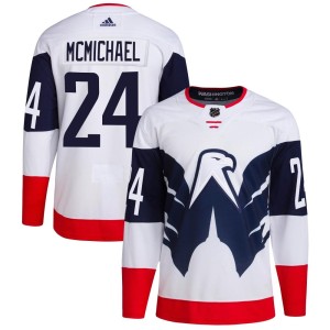 Washington Capitals Connor McMichael Official White Adidas Authentic Youth 2023 Stadium Series Primegreen NHL Hockey Jersey