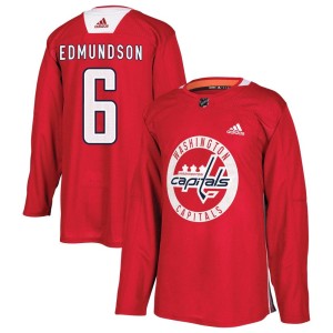 Washington Capitals Joel Edmundson Official Red Adidas Authentic Adult Practice NHL Hockey Jersey