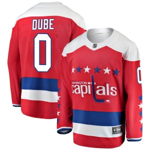 Washington Capitals Pierrick Dube Official Red Fanatics Branded Breakaway Youth Alternate NHL Hockey Jersey
