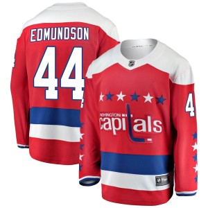 Washington Capitals Joel Edmundson Official Red Fanatics Branded Breakaway Youth Alternate NHL Hockey Jersey